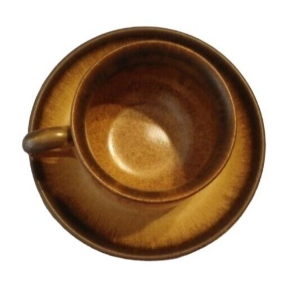 Vtg Denby brown drip made in England stoneware tea cup coffee mug with saucer - Picture 5 of 10